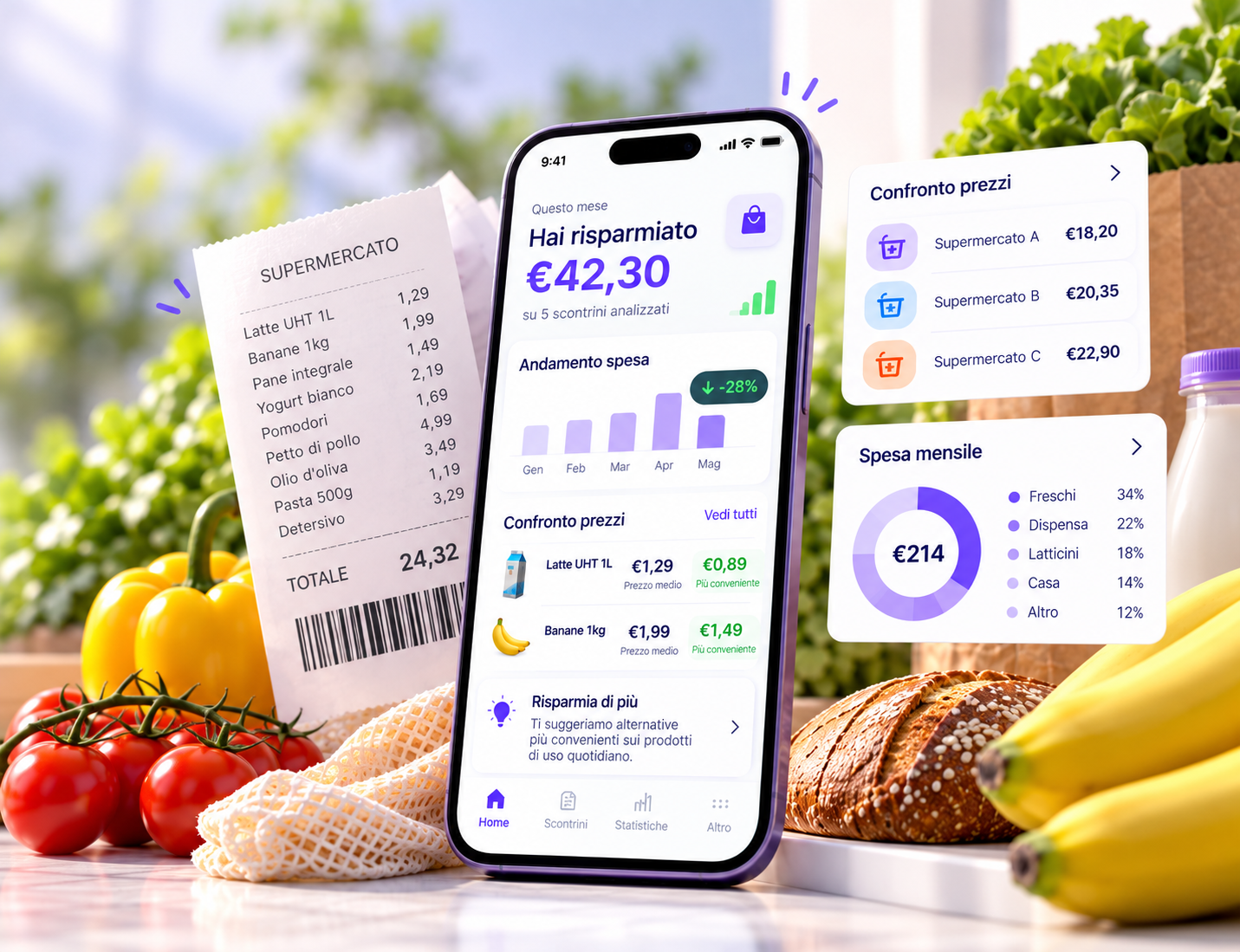 Spesa Smart confronta i prezzi degli scontrini e mostra il risparmio nell'app